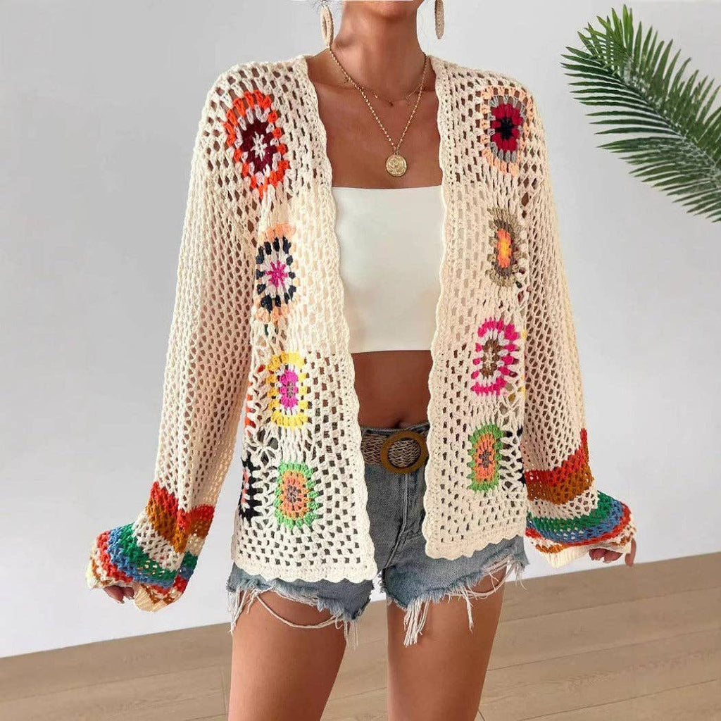 Bohemian Rainbow Crochet Cardigan.  Very Nice!