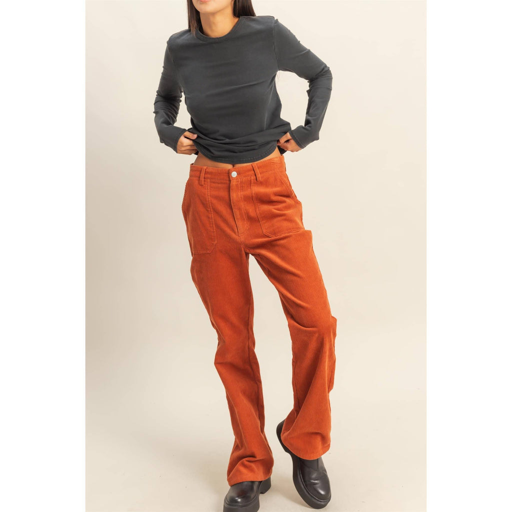 Corduroy Flare Pants: CREAM / BAKED CLAY.  VERY NICE!