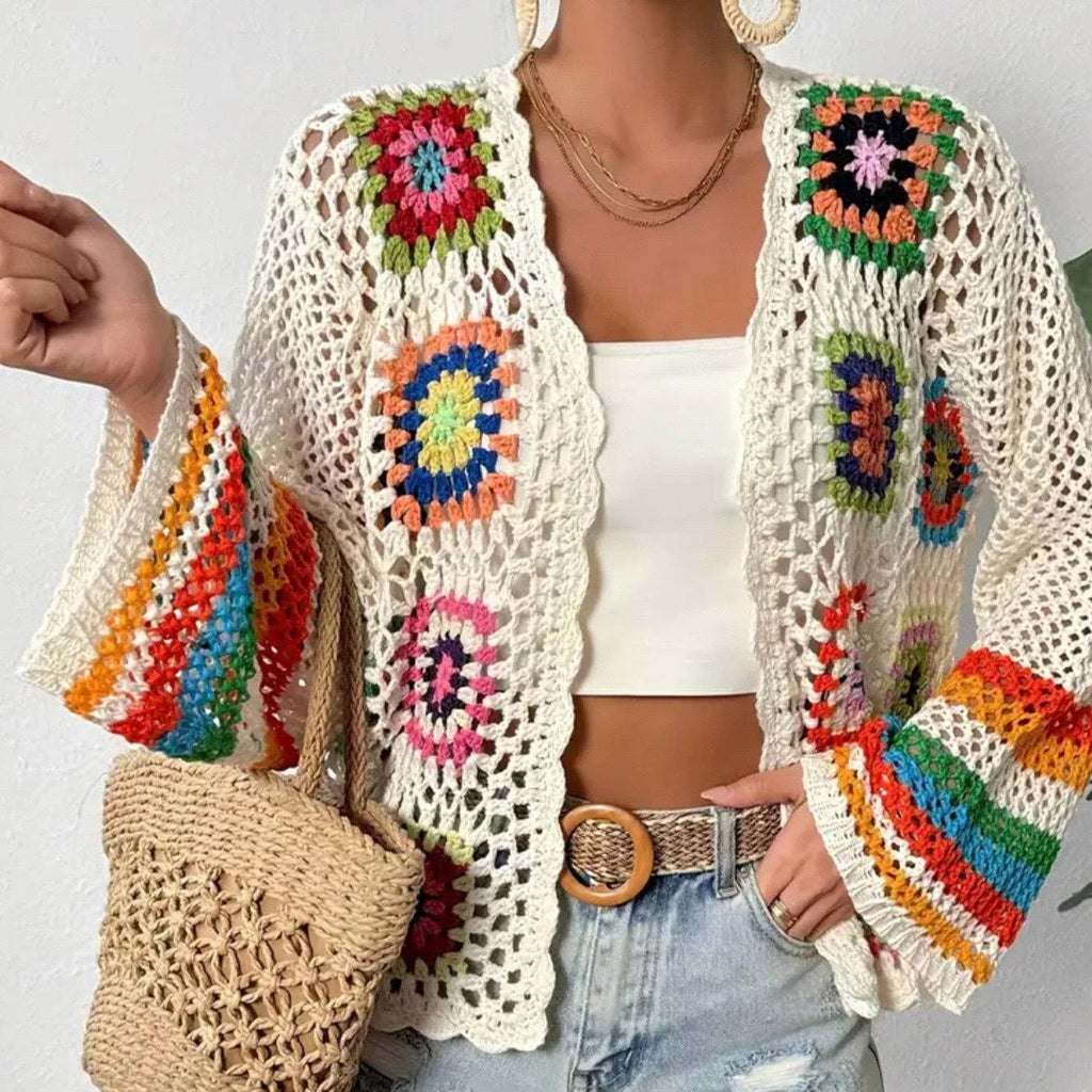 Bohemian Rainbow Crochet Cardigan.  Very Nice!