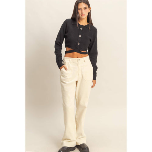 Corduroy Flare Pants: CREAM / BAKED CLAY.  VERY NICE!