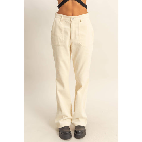 Corduroy Flare Pants: CREAM / BAKED CLAY.  VERY NICE!