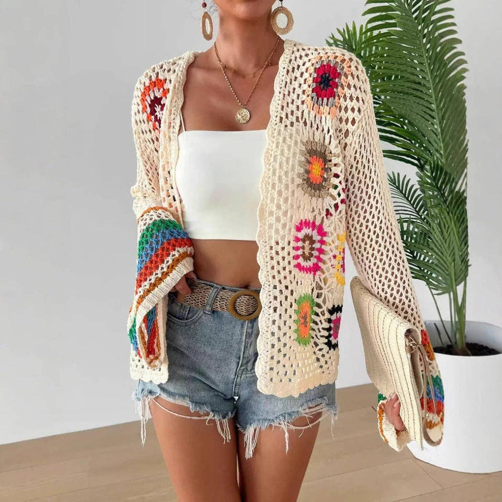 Bohemian Rainbow Crochet Cardigan.  Very Nice!