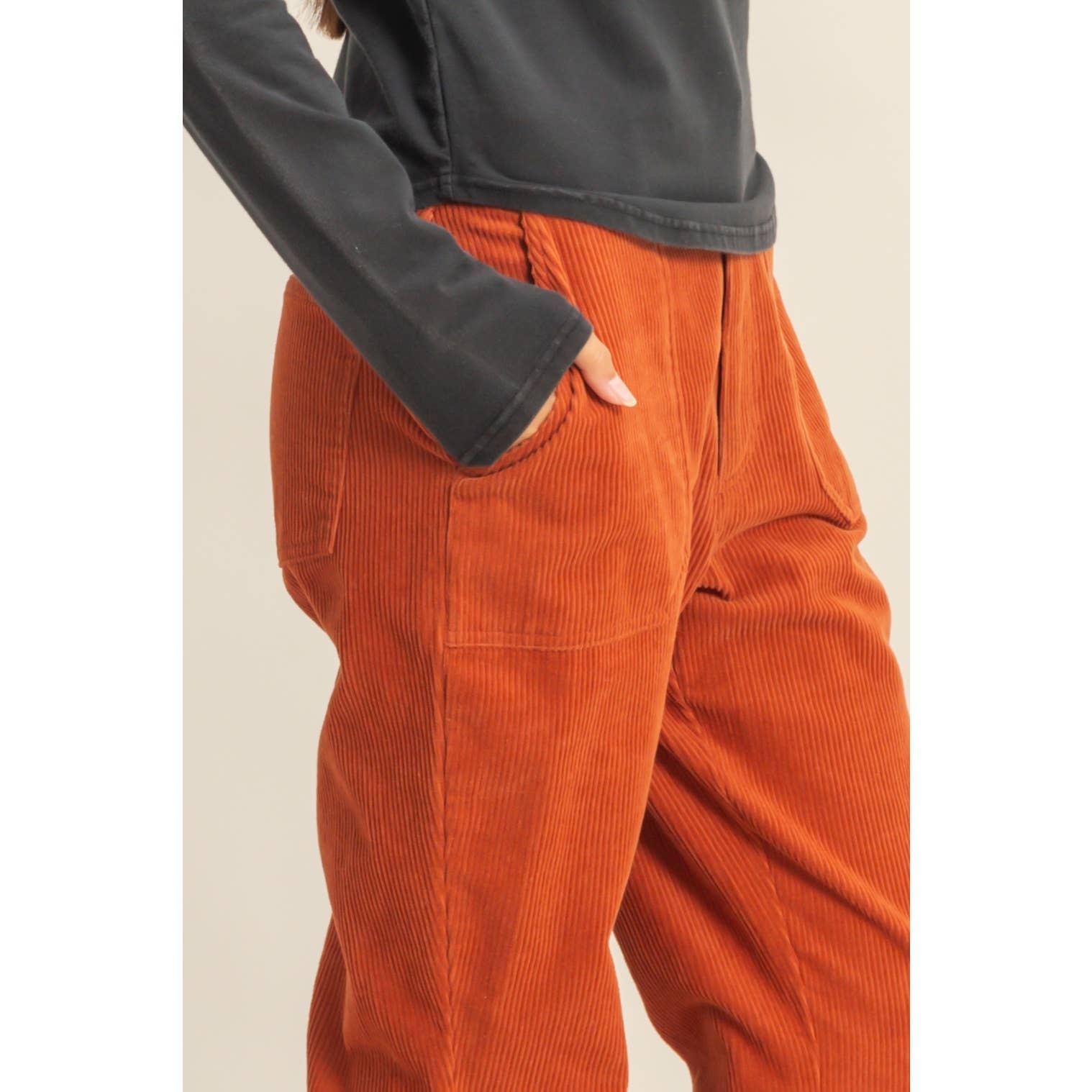 Corduroy Flare Pants: CREAM / BAKED CLAY / S / M / L