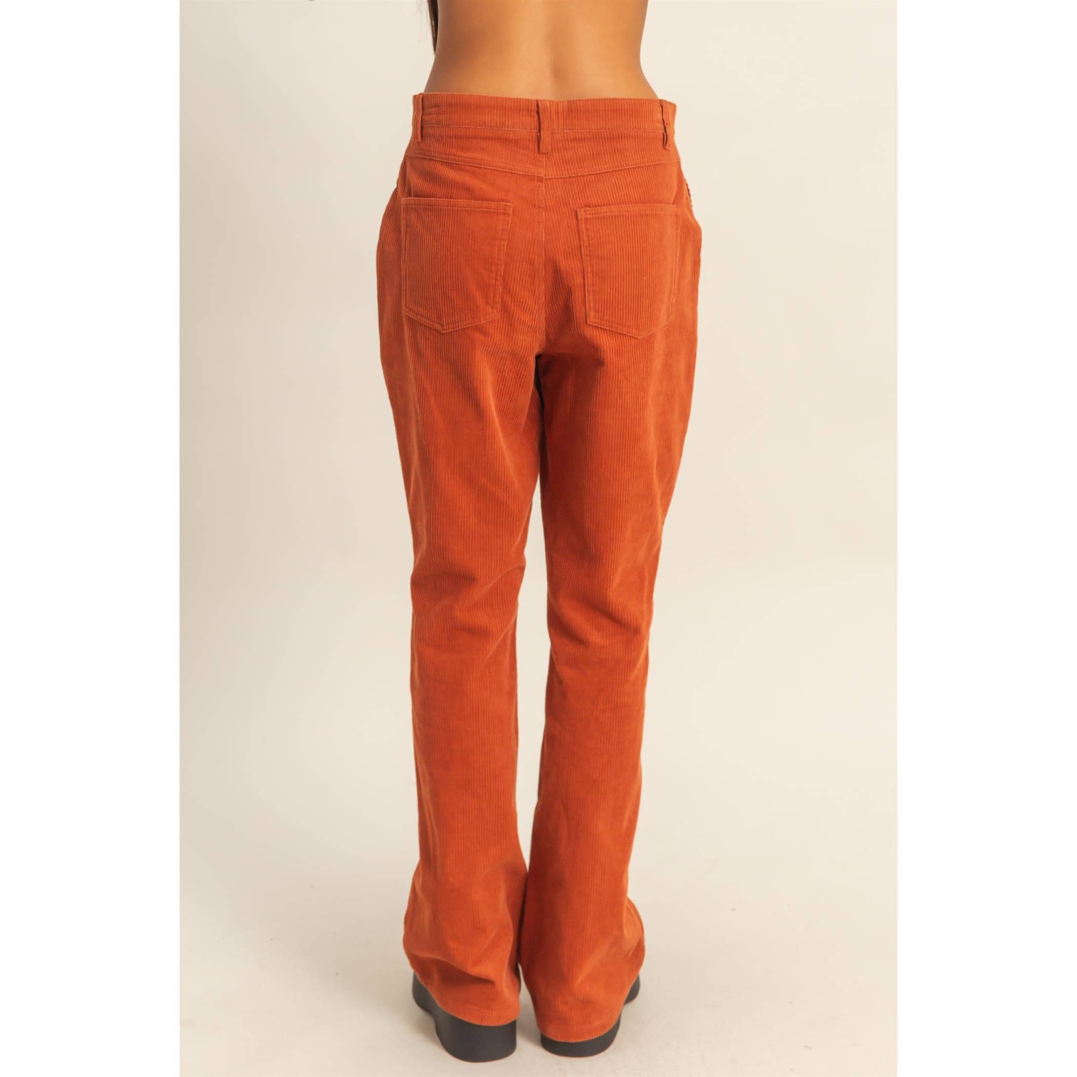 Corduroy Flare Pants: CREAM / BAKED CLAY / S / M / L