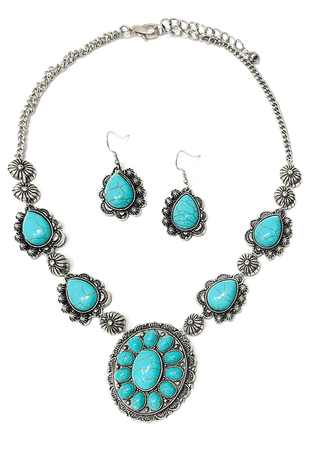 TURQUOISE CONCHO PENDANT NECKLACE. BEAUTIFUL!