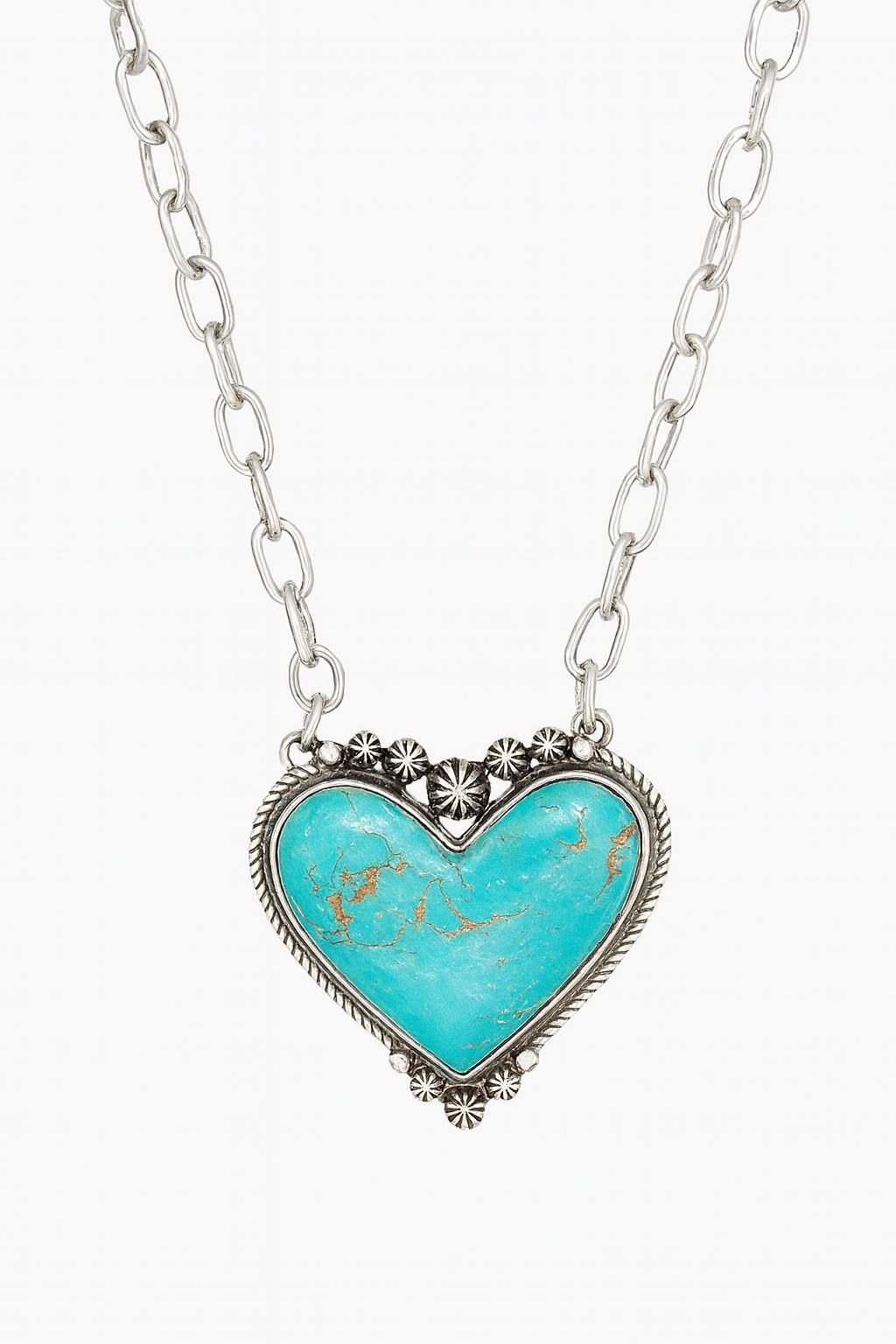 VINTAGE TURQUOISE HEART NECKLACE. VERY NICE!