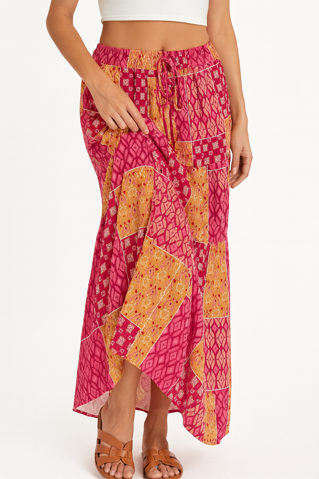 Bohemian Casual Print Skirt Purple / Pink