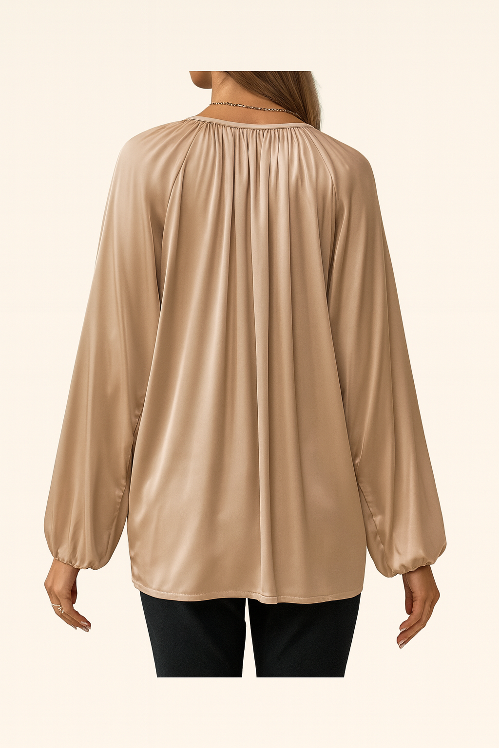 Elegant Light Gold Long Sleeve Blouse.  Very Nice!