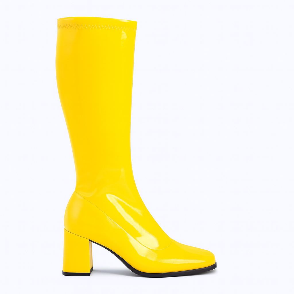 BRONZEBORN'S HIPPIE YELLOW GOGO BOOTS SUPER HOT!