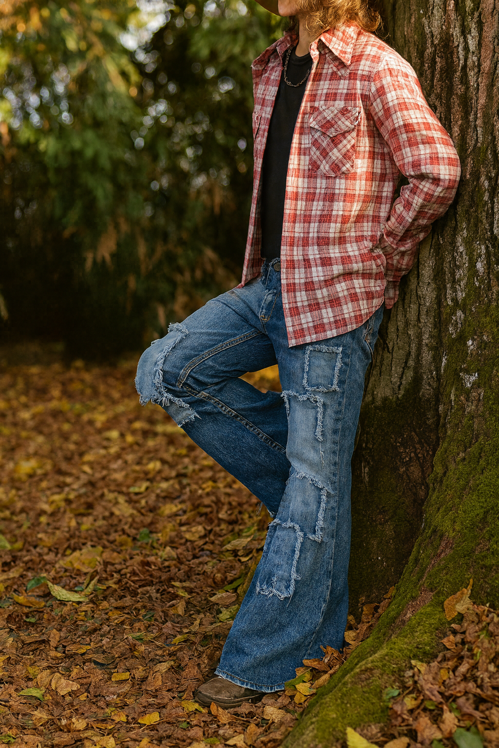 High Stretch Slim Fit Flared Bell Bottoms FAUX Denim.  Super Nice!