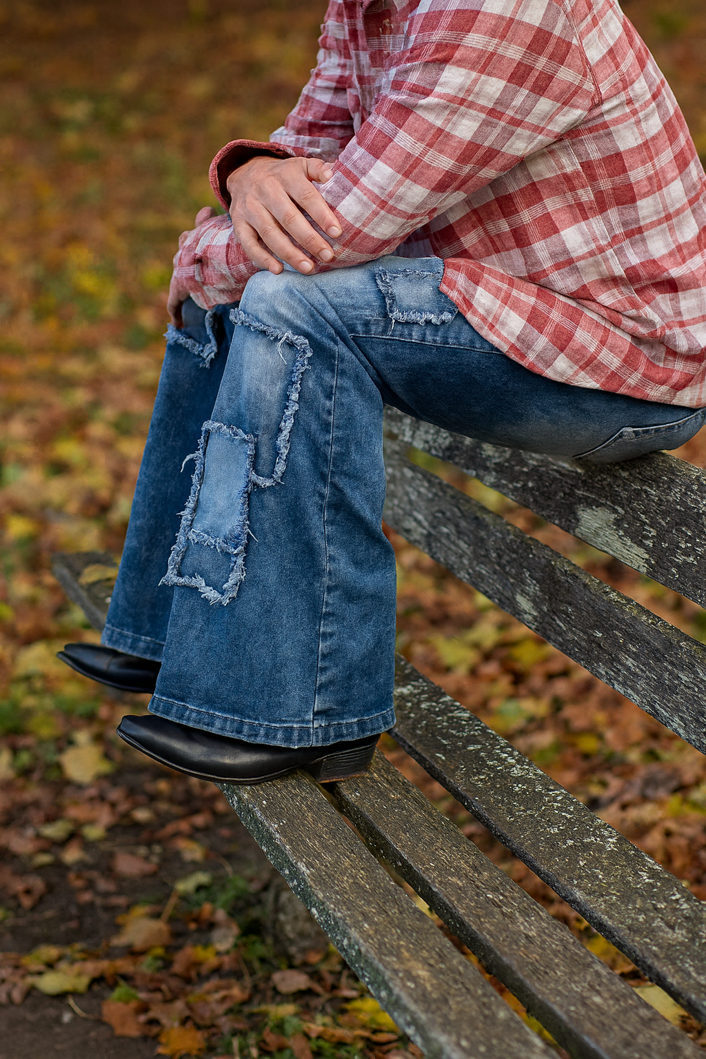 High Stretch Slim Fit Flared Bell Bottoms FAUX Denim.  Super Nice!