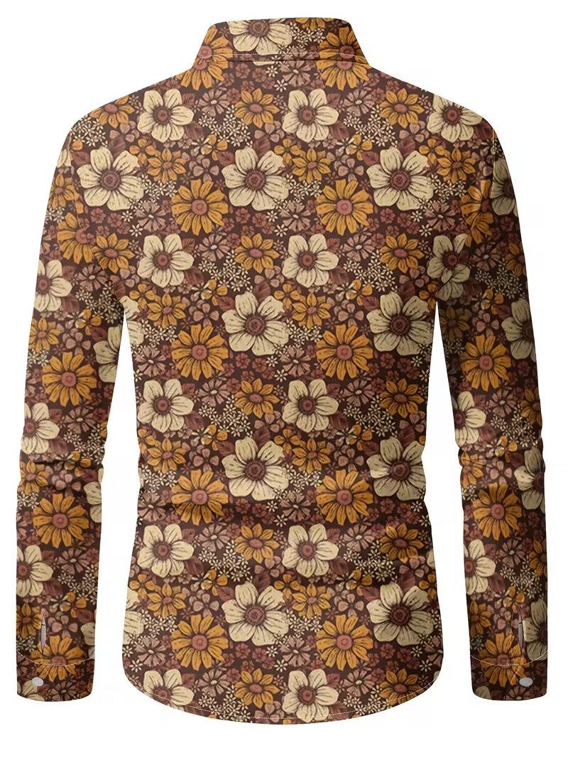 Men's Floral Print Long Sleeve Shirt.  Very Nice!