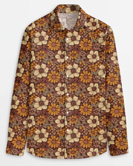 Men's Floral Print Long Sleeve Shirt.  Very Nice!