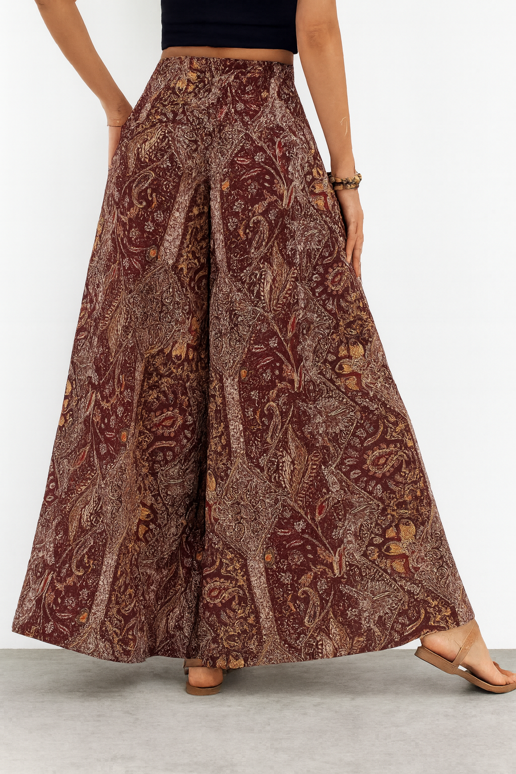 Paisley Print Smocking Wide Leg Pants!