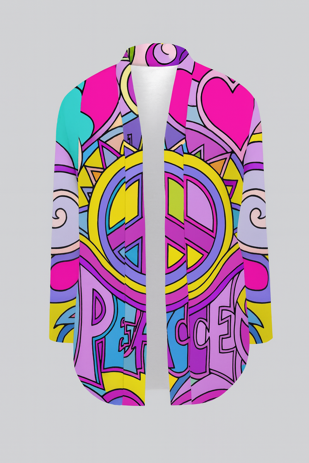 Peace Print Open Cardigan!  Very Nice!
