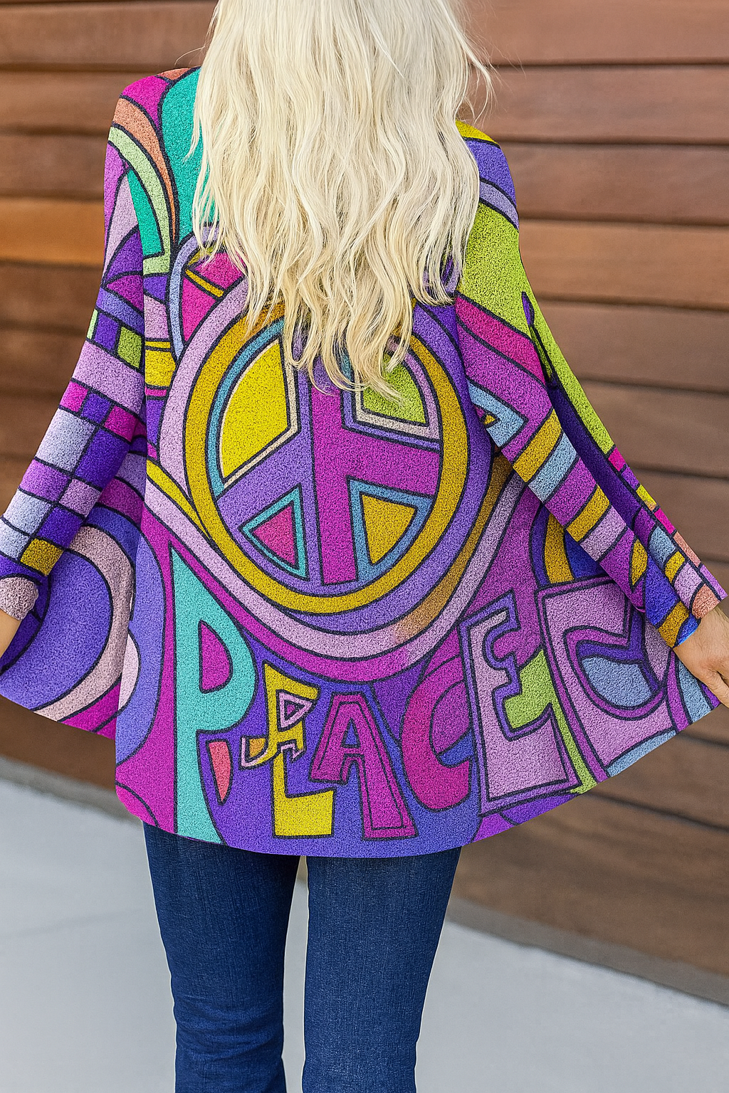 Peace Print Open Cardigan!  Very Nice!