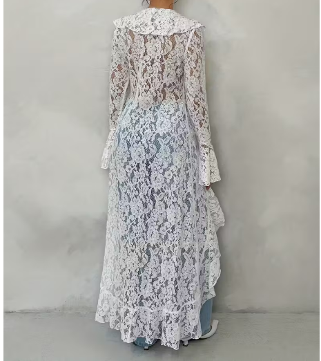 Very Nice Elegant Sheer Lace Trim Cover Up!