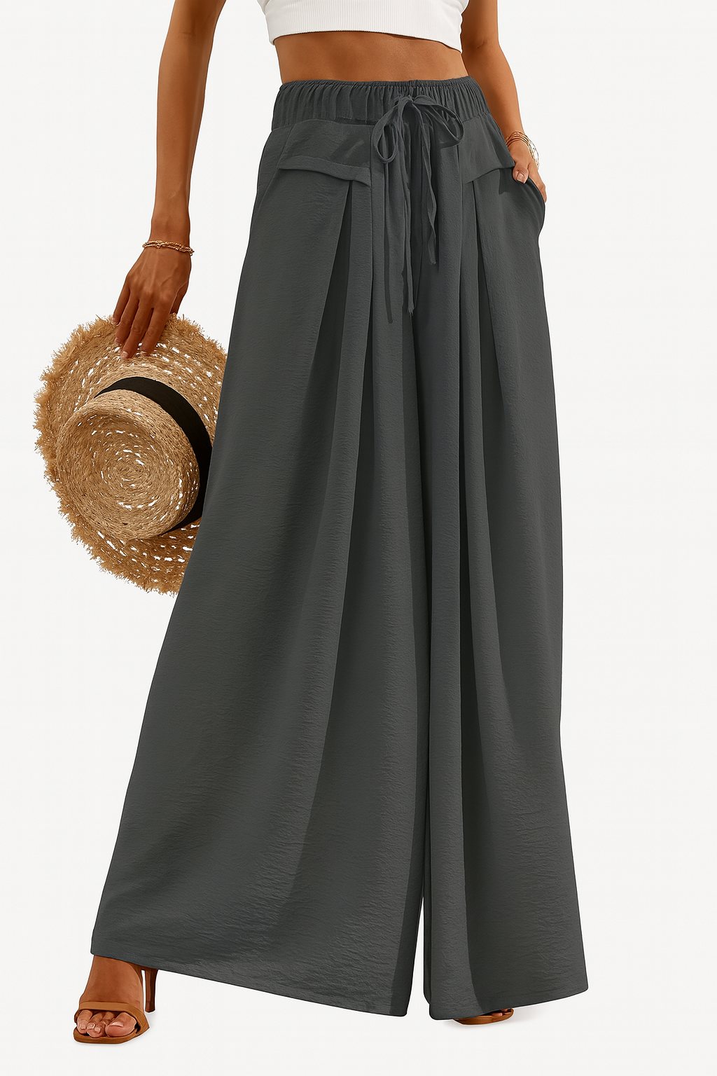 Wide Leg Pants Elegant Semi Sheer Lightweight Pants.  Very Nice!