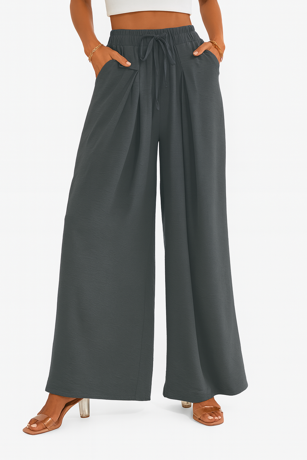 Wide Leg Pants Elegant Semi Sheer Lightweight Pants.  Very Nice!