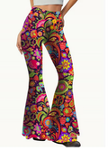 Women's High Waisted Flared Pants Stretchy Floral Hippie Style.  Very Nice!