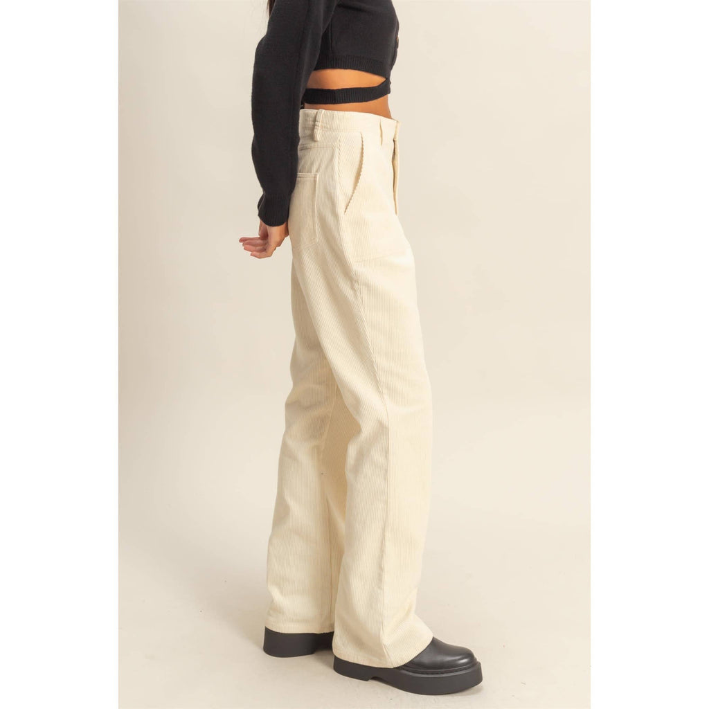 Corduroy Flare Pants: CREAM / BAKED CLAY.  VERY NICE!