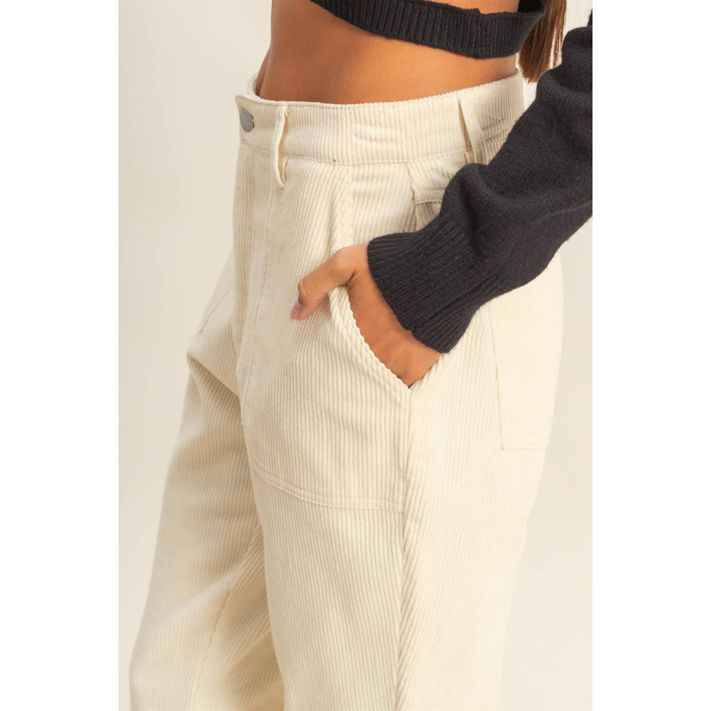 Corduroy Flare Pants: CREAM / BAKED CLAY.  VERY NICE!