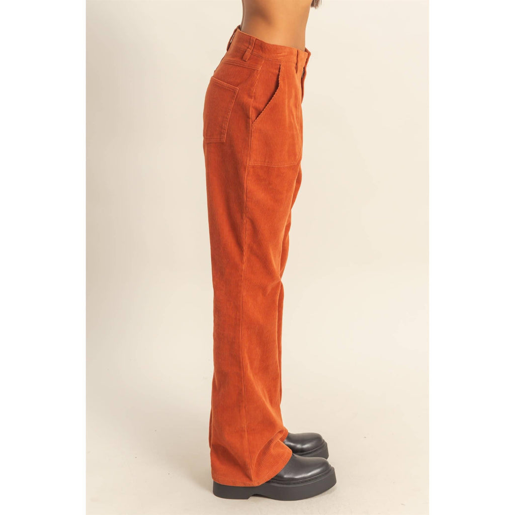 Corduroy Flare Pants: CREAM / BAKED CLAY / S / M / L