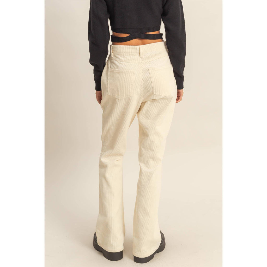 Corduroy Flare Pants: CREAM / BAKED CLAY.  VERY NICE!