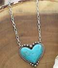 VINTAGE TURQUOISE HEART NECKLACE. VERY NICE!